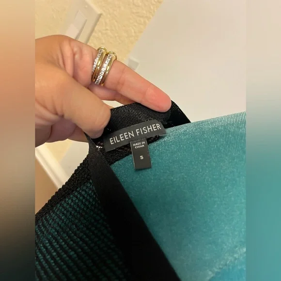 EILEEN FISHER Black Crinkle Mesh Sleeveless Dress – Size S - Picture 5 of 6